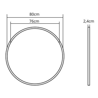 Surface Mounted Panel ERASMUS round 72W LED 6120lm 6400K H.2,4xD.80cm White