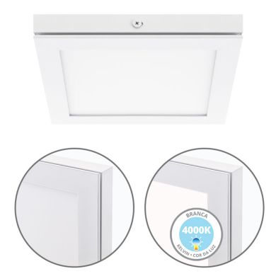 Panel superficie TOLSTOI 17x17 12W LED 720lm 4000K 120° C.17xL.17xA.2,3cm Blanco