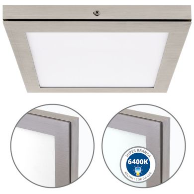 Surface Mounted Panel TOLSTOI 22,5x22,5 18W LED 1080lm 6400K 120° W.22,5xW.22,5xH.2,3cm Satin Nickel