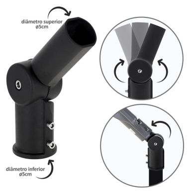 Adaptador angular (joelho) p/aplique de rua 50/50 Alt. 24,5cm preto