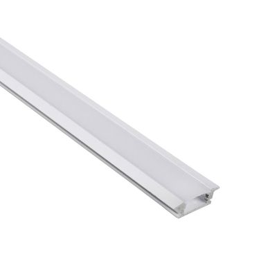 White Profile for LED strip with tabs with opaline diffuser (to be recessed) W.24.7xH.7mm