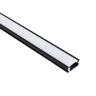 Calha sem abas para fita LED preto com difusor opalino L.17,4x Alt.7mm