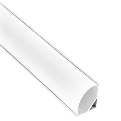 Calha de canto sem abas para fita LED com difusor opalino L.15,8x Alt.15,8mm