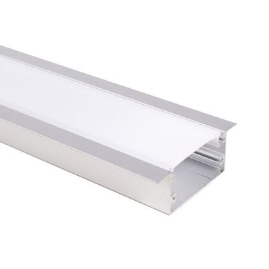 Calha com abas para fita LED com difusor opalino (para embutir) L.55x Alt.20mm