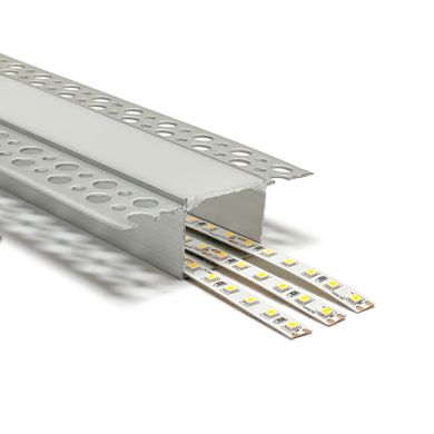 Calha para fita LED com difusor opalino L.81x Alt.25mm para superfícies de gesso cartonado