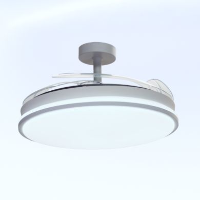 Ventoinha de tecto DUNE ECO branca, 4 palas retráteis, 72W LED 3000|4000|6000K, Alt.30/40xD.108/50cm