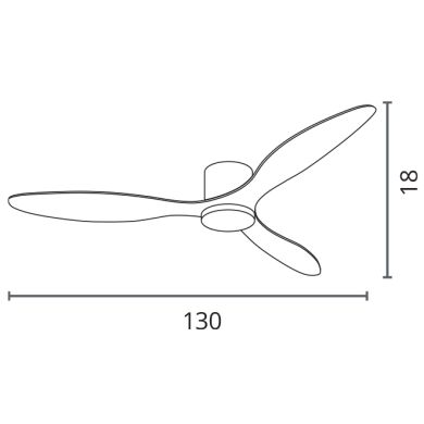 Ventoinha de tecto MISTRAL branco, 3 palas, 48W LED 3000|4000|6500K A.18xD.130cm
