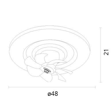 Ventoinha de tecto RAKI MOVE branca, 6 palas, 38W LED 3000-6000K, Alt.21xD.48cm