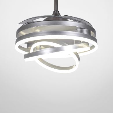 Ceiling fan DC SFERA silver, 4 retractable blades, 72W LED 3000|4000|6000K, H.45xD.108/50cm