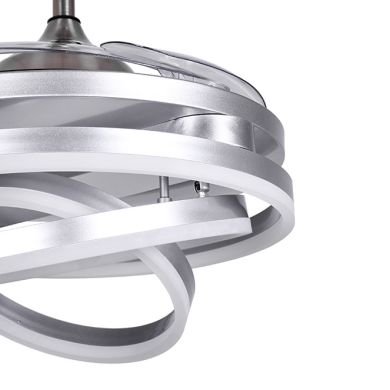 Ceiling fan DC SFERA silver, 4 retractable blades, 72W LED 3000|4000|6000K, H.45xD.108/50cm