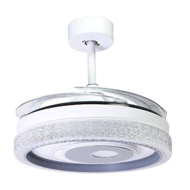 Ventilador DC TRIO blanco, 4 aspas retráctiles, 72W LED 3000|4000|6000K, Al.35xD.108/50cm