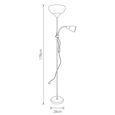Floor Lamp VARESE 1xE27with reading arm 1xE14 H.178xD.28cm white