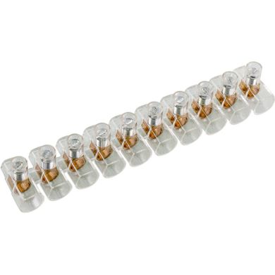 Terminal block 6.0mm. 10 poles 13,7x2,2x2,45cm transparent