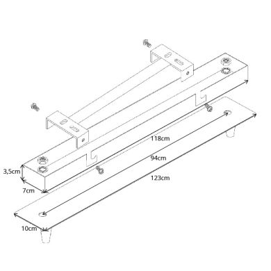 Holder for Ceiling Lamp PORTO without wiring L.123xW.10xH.3cm Chrome