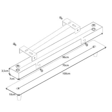 Holder for Ceiling Lamp PORTO without wiring L.100xW.10xH.3cm Satin Nickel