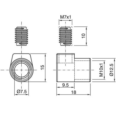 Pasacable con tornillo M10x1, en termoplástico negro