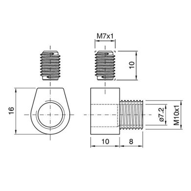 Cerra-cabos com rosca macho M10x1, em resina termoplástica transparente