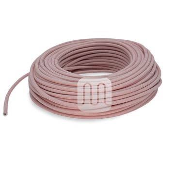 Flexible round fabric covered electrical cable H03VV-F 2x0,75 D.6.8mm antique pink TO434