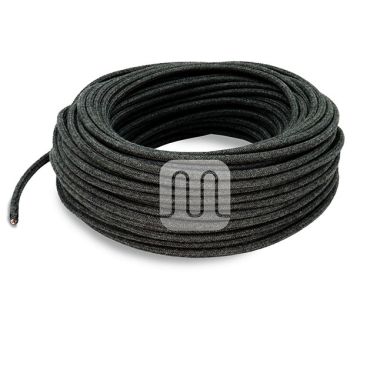 Cable eléctrico cubierto con tela redonda flexible H03VV-F 2x0,75 D.6.8mm carbón TO443