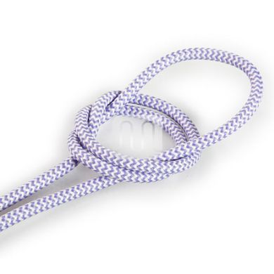 Cabo elétrico redondo flexível revestido a tecido H03VV-F 2x0,75mm2 D.6.2mm, em lilás/branco TO104