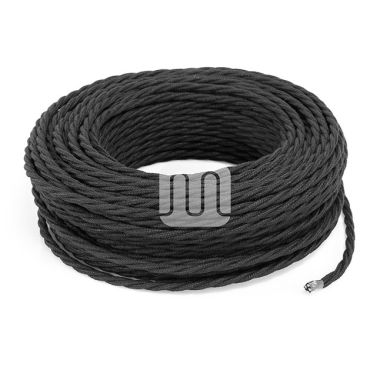 Cable eléctrico H05V2-K cubierto con tela torcida FRRTX 2x0,75 D.6.3mm negro TR414
