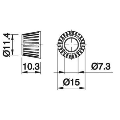 Chapéu p/interruptor de botão série 330VH dourado, Alt.10, 3mm, em resina termoplástica