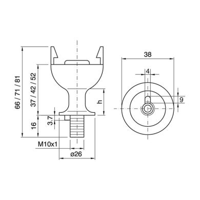 Capuchón negro termoplastico p/ portalámparas E27 de 2 piezas roscado con blocacable alt.20mm