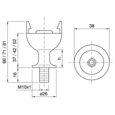 Capuchón negro termoplastico p/ portal. E27 de 2 piezas roscado sin blocacable alt.20mm