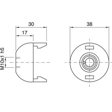 White dome for E27 2-pieces lampholder w/metal nipple M10 and stem lock. screw, thermoplastic resin