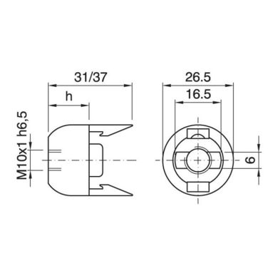 Gold dome for E14 2-pieces lampholder w/threaded entry M10 and retainer, in thermoplastic resin