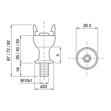 Black dome for E14 2-pieces lampholder w/threaded entry, without stop, H.35mm, thermoplastic resin