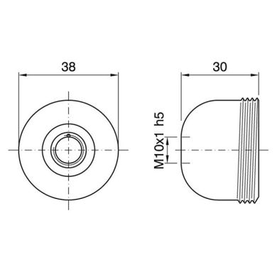 Zinc-plated dome for E27 3-pieces lampholder w/metal nipple (M10x1) and stem locking screw, in metal