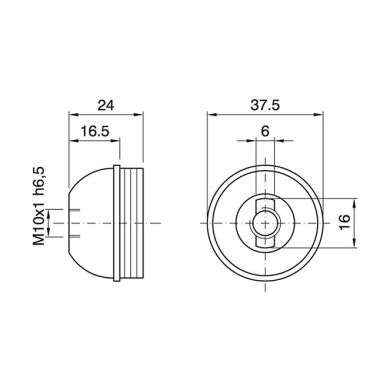 Capa branca brilhante p/suporte E27 de 3-peças com rosca (M10x1) e batente, em resina termoplástica