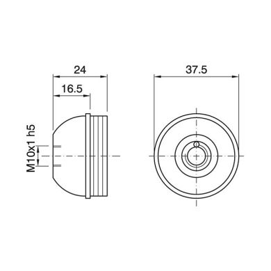 Shiny white dome for E27 3-pc lampholder w/metal nipple M10 and stem lock. screw, thermopl. resin