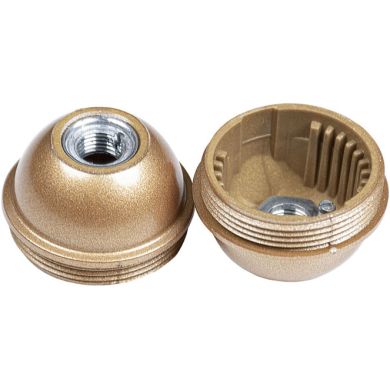 Shiny gold dome for E27 3-pc lampholder w/metal nipple M10 and stem lock. screw, thermopl. resin