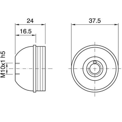 Capuchón negro termoplástico p/portalámparas E27 de 3piezas c/racor metalico M10 roscado y tornillo