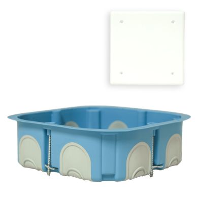 Drywall junction box L.12xW.12xH.4mm, halogen-free, 8 glands (8xd.16-25mm), 960°