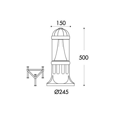 Pilar SAURO 1xGX53 10W botão CCT (3cores) IP55 Alt.50xD.24,5cm resina preta