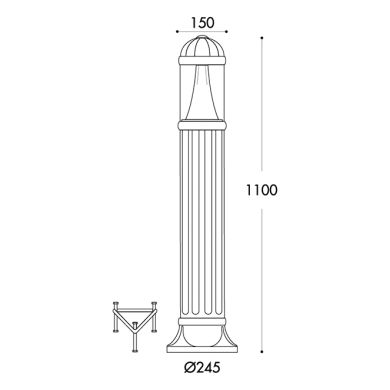Pilar SAURO 1xGX53 10W botão CCT (3cores) IP55 Alt.110xD.24,5cm resina preta