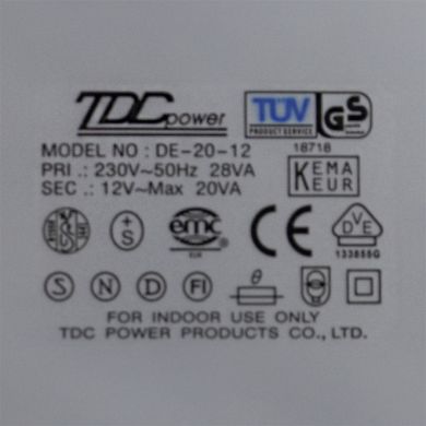 Cord-set with 2,0m white cable 2x0,75mm², transformer, EU 2P non-rewirable plug and hand switch