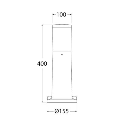 Pillar AMELIA 1xE27 8,5W CCT (3colors) switch IP55 H.40xD.10cm grey resin