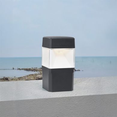 Pillar ELISA 1xGX53 10W CCT (3colors) switch IP55 L.12,6xW.12,6xH.25cm black resin