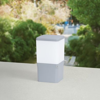 Pillar VIRGILIO 1xE27 11W CCT (3colors) switch IP55 L.13,1xW.13,1xH.25cm grey resin
