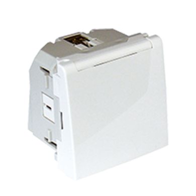 Safety Earth Socket (Schuko type) Horizontal Apertures (2Mod.) with Screwless terminals, hinged Lid