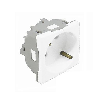 Tomada schuko QUADRA45 (2 módulos) 16A 250Vac, Alvéolos a 45°, branco