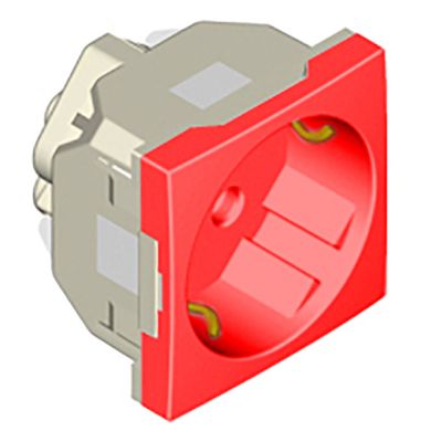 Toma Schuko con Protección QUADRA45 (2 módulos) en rojo