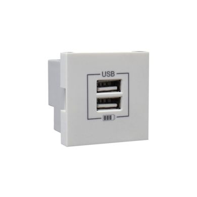 Double USB QUADRA45 charger type A, in white