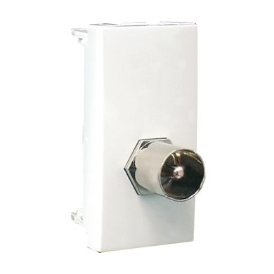 Module with 1 IEC Male/Type F connector (1 module) in white