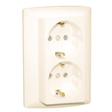 Tomada dupla schuko monobloco SIRIUS70 com obturador 16A 250Vac marfim