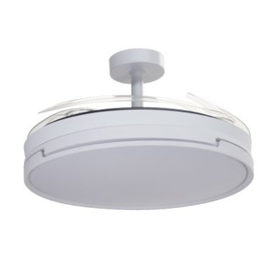 Ventoinha de tecto ROBIN ECO branca, 4 palas retráteis, 72W LED 3000|3500|6000K, Alt.30/40xD.107/50c